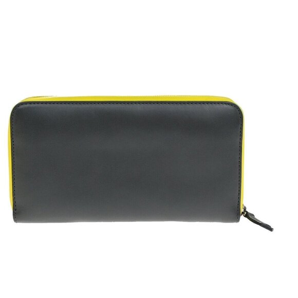 FENDI Logo Bugs Eyes Long Around Zipper Wallet Leather Gray Yellow 33YG990 - Picture 1 of 16